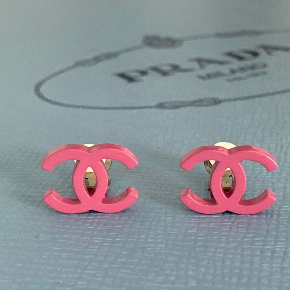 Authentic 2004 Chanel Hot Pink Clip On Earrings